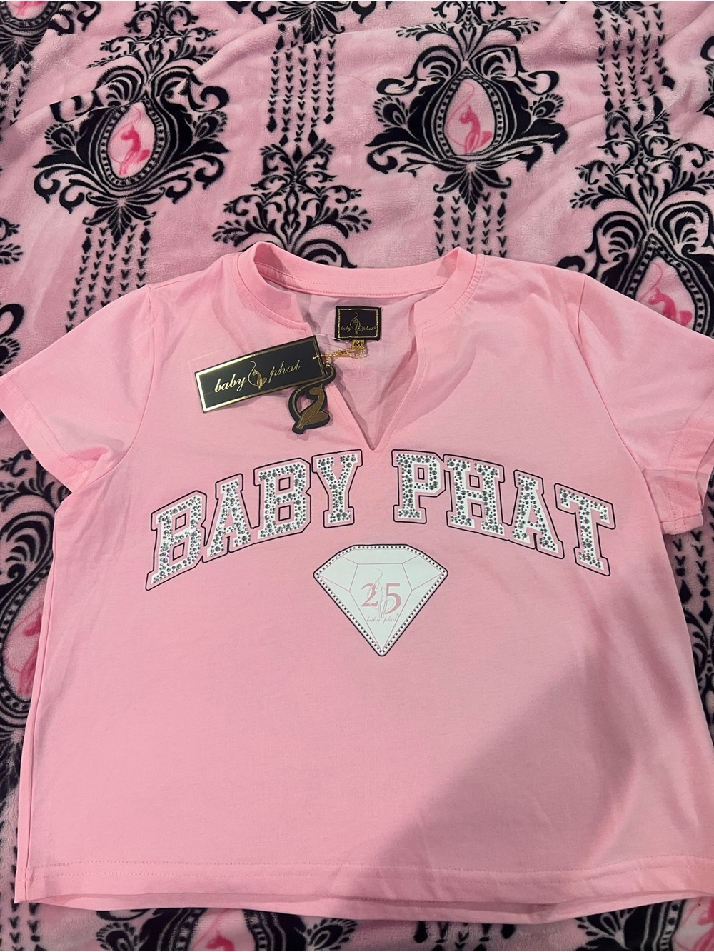 Baby Phat Pink Logo Tee with Diamond Graphic